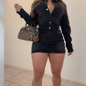 Black denim Button-Up Mini Dress